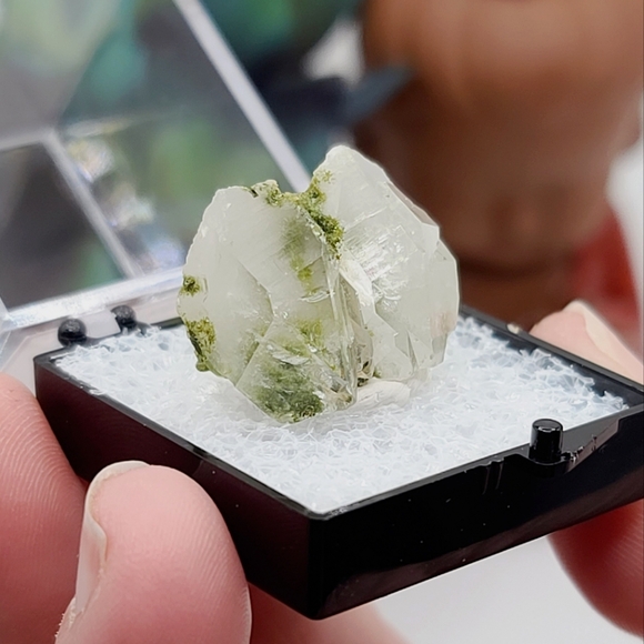 Epidote on Quartz Crystal Thumbnail Mineral Specimen U - Picture 4 of 5